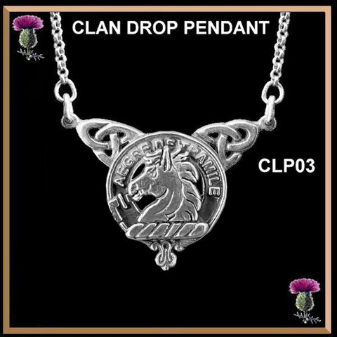 Tait Clan Crest Double Drop Pendant ~ CLP03