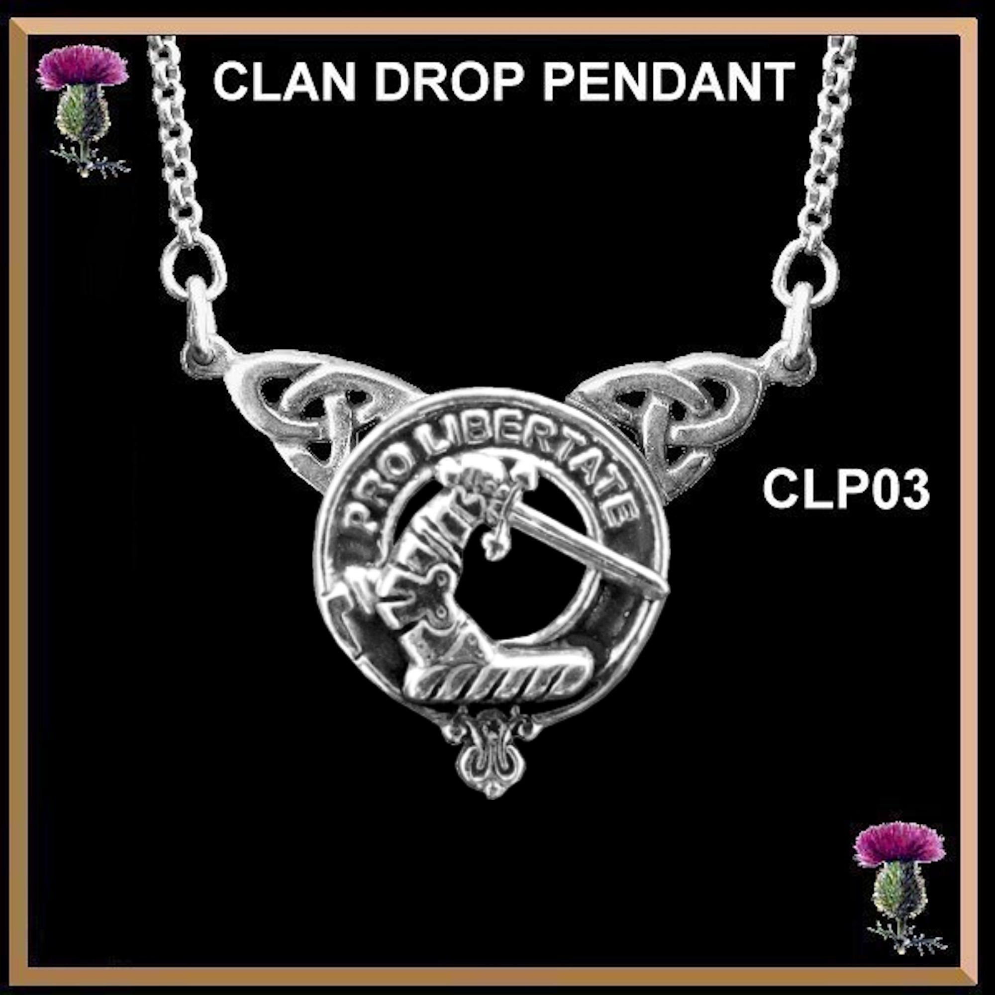 Wallace Clan Crest Double Drop Pendant ~ CLP03