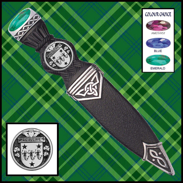 McAuliffe Interlace Irish Disk Coat of Arms Sgian Dubh, Irish Knife ~ ISDCO