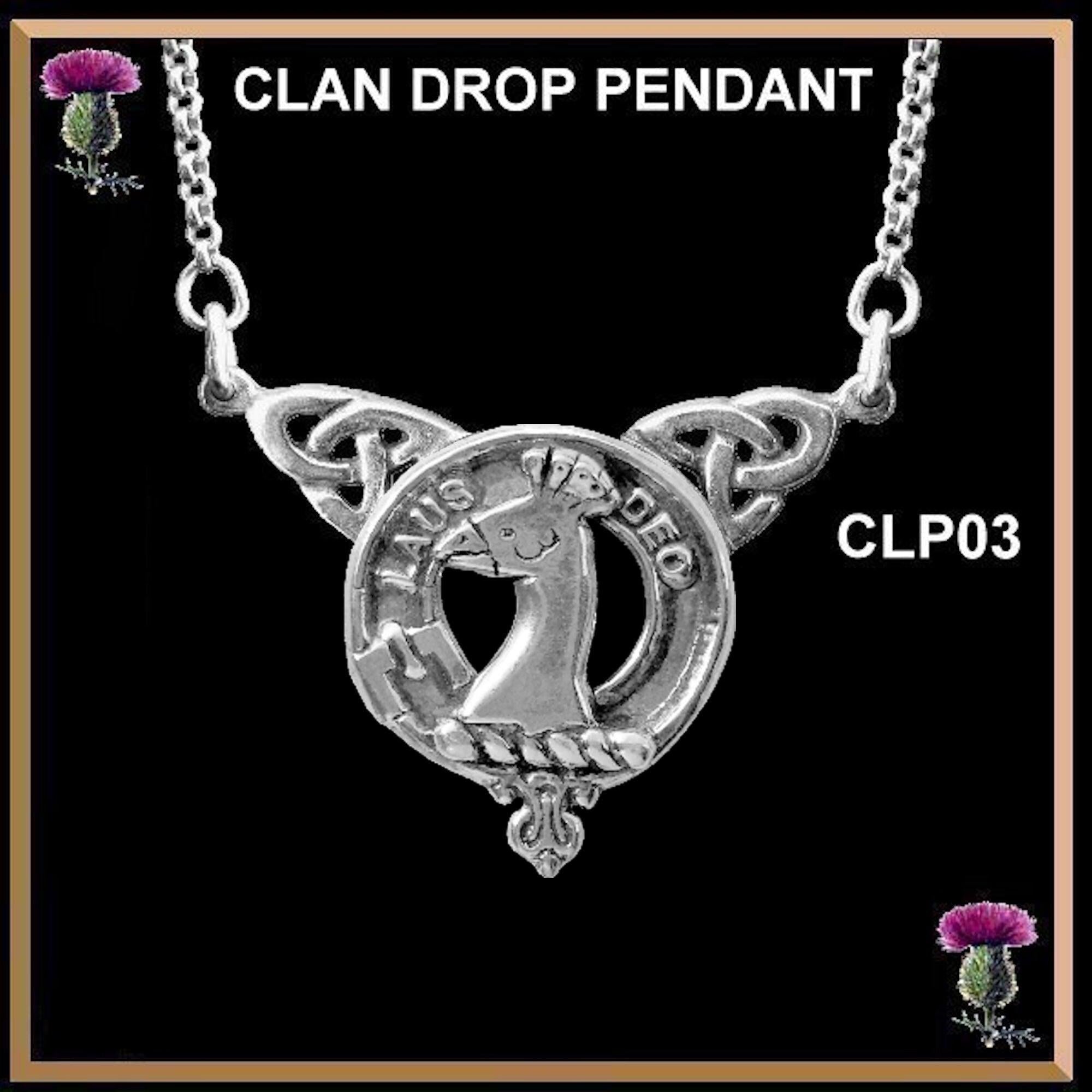 Arbutnott Clan Crest Double Drop Pendant ~ CLP03