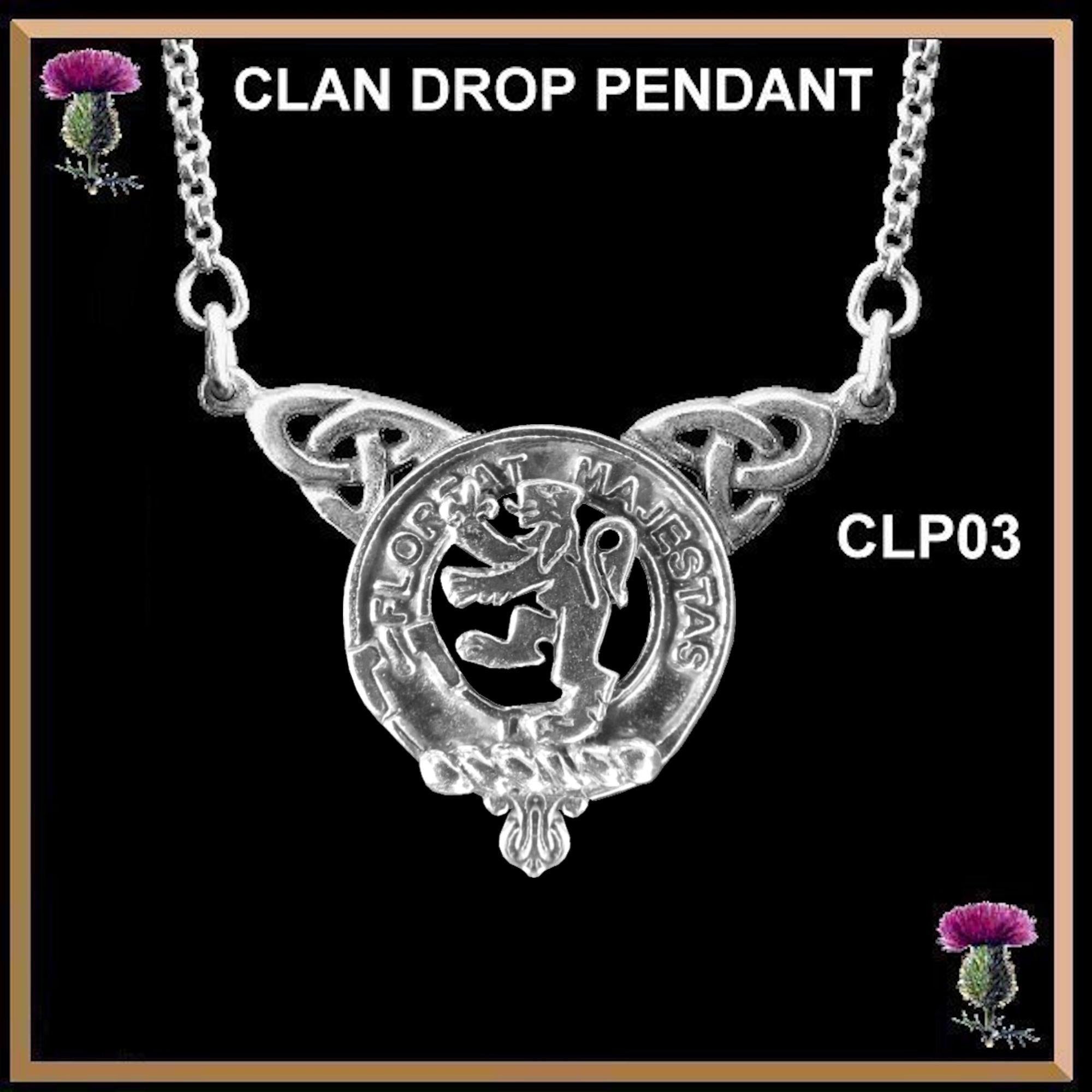 Brown Clan Crest Double Drop Pendant ~ CLP03