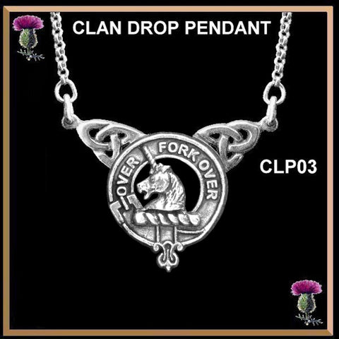 Cunningham Clan Crest Double Drop Pendant ~ CLP03