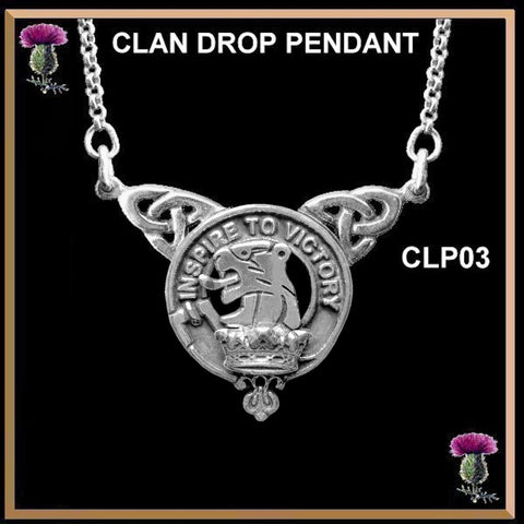 Currie Clan Crest Double Drop Pendant ~ CLP03
