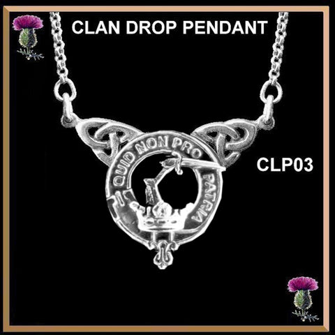 Dewar Clan Crest Double Drop Pendant ~ CLP03
