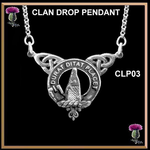 Geddes Clan Crest Double Drop Pendant ~ CLP03