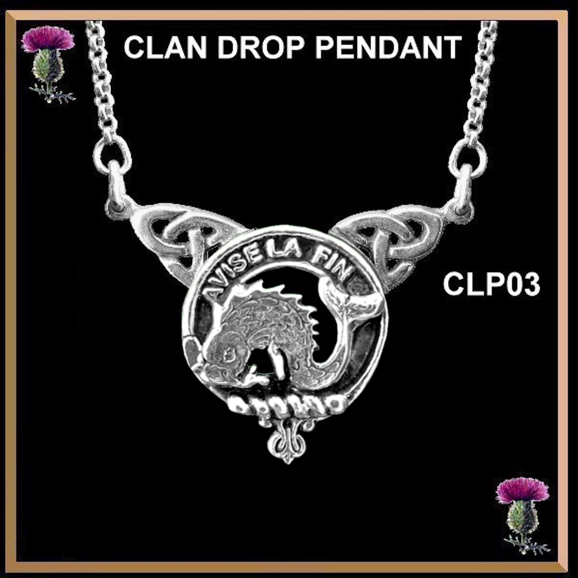 Kennedy Clan Crest Double Drop Pendant ~ CLP03