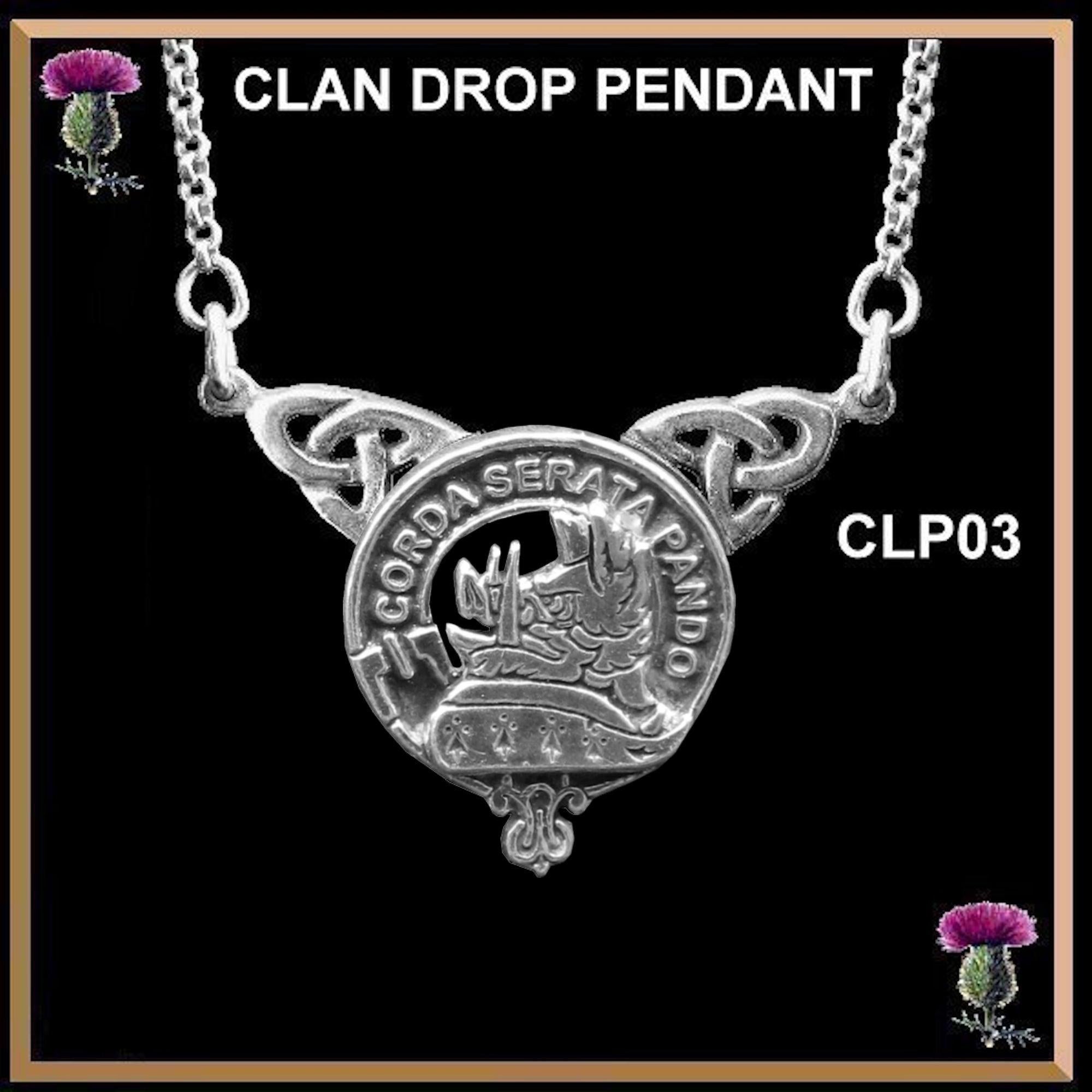 Lockhart Clan Crest Double Drop Pendant ~ CLP03