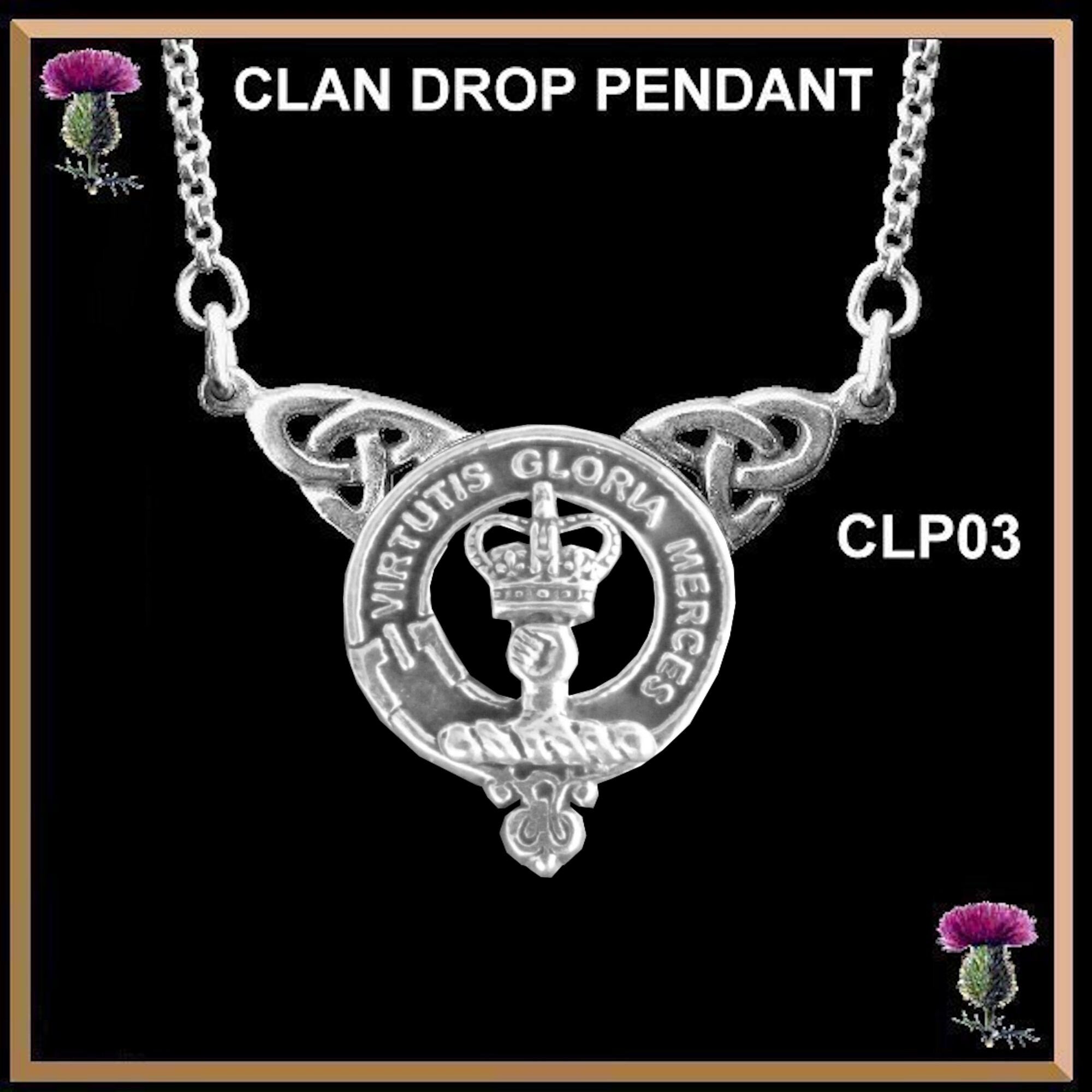 Robertson Clan Crest Double Drop Pendant ~ CLP03