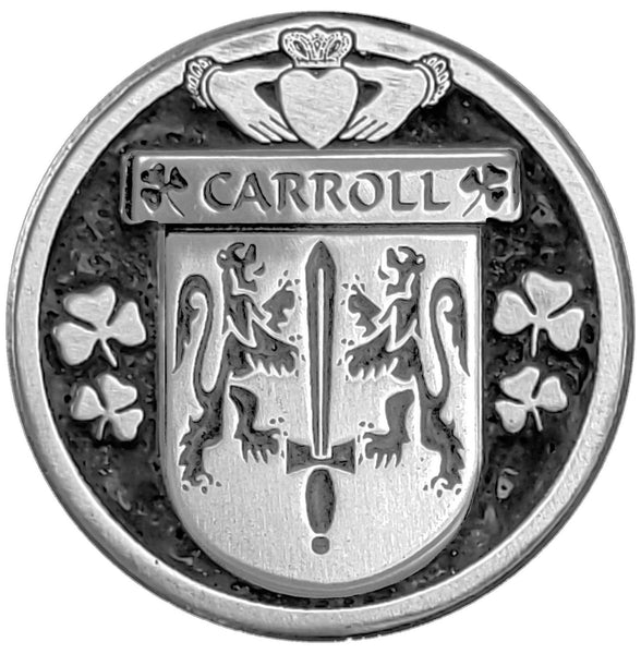 Carroll Irish Coat of Arms Disk Cuff Bracelet - Sterling Silver