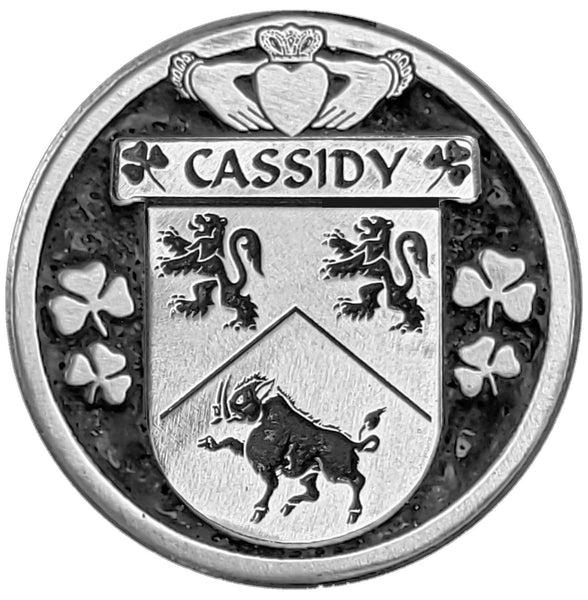 Cassidy Irish Coat of Arms Disk Cuff Bracelet - Sterling Silver