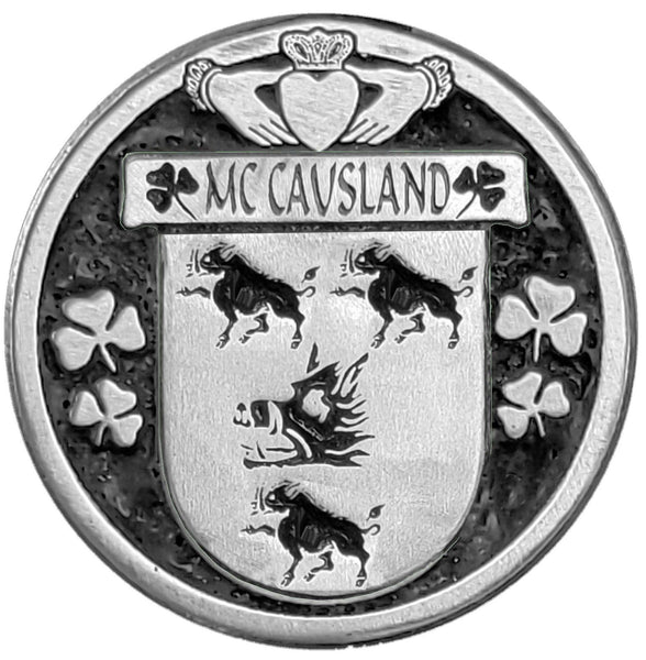 McCausland Irish Coat of Arms Disk Cuff Bracelet - Sterling Silver