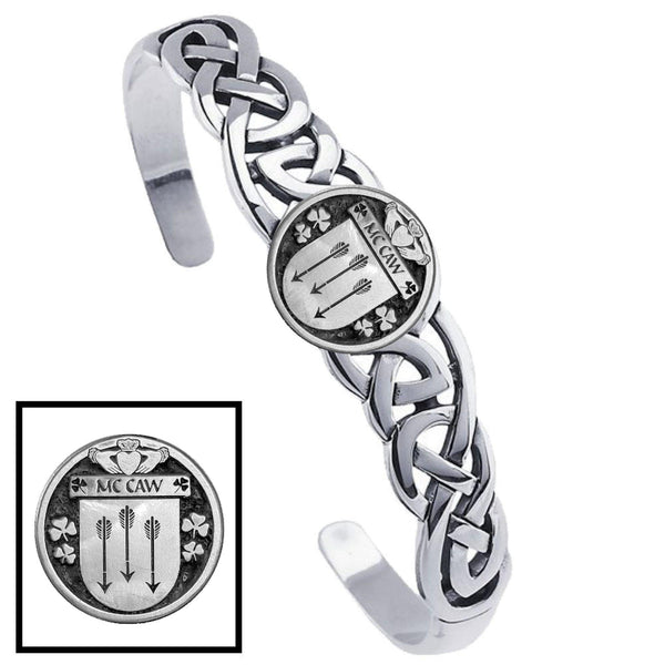 McCaw Irish Coat of Arms Disk Cuff Bracelet - Sterling Silver
