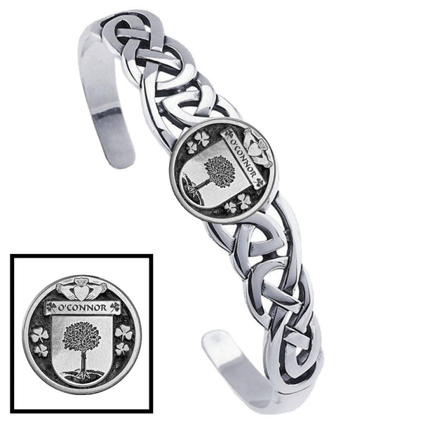 O'Connor Offlay Irish Coat of Arms Disk Cuff Bracelet - Sterling Silver