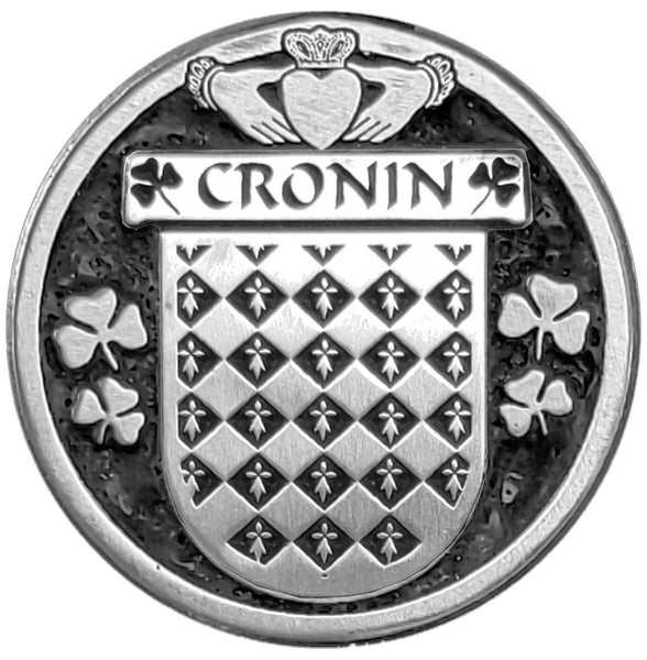 Cronin Irish Coat of Arms Disk Cuff Bracelet - Sterling Silver