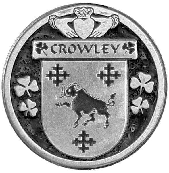 Crowley Irish Coat of Arms Disk Cuff Bracelet - Sterling Silver