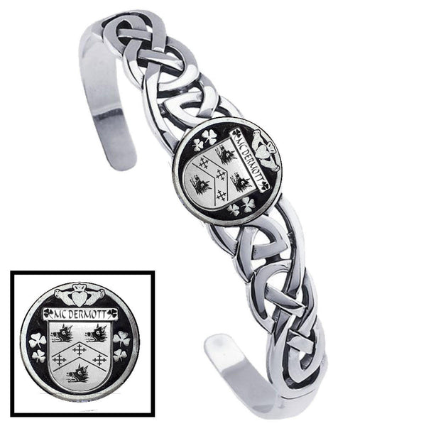 McDermott Irish Coat of Arms Disk Cuff Bracelet - Sterling Silver