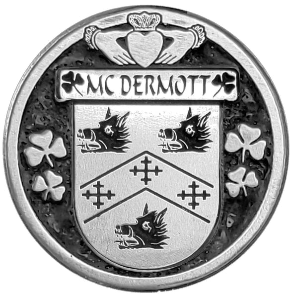 McDermott Irish Coat of Arms Disk Cuff Bracelet - Sterling Silver