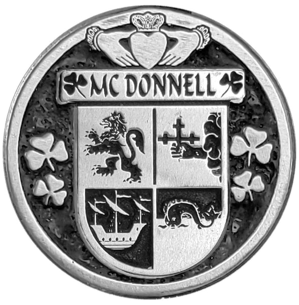 McDonnell Irish Coat of Arms Disk Cuff Bracelet - Sterling Silver