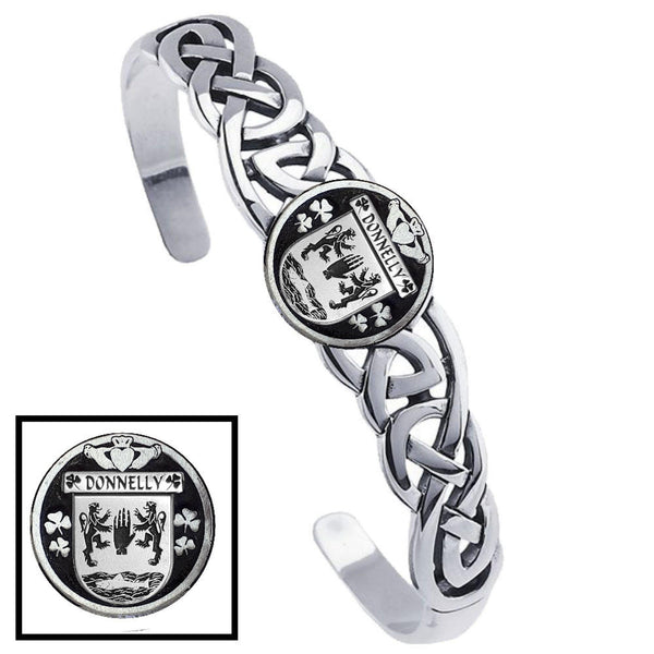 Donnelly Irish Coat of Arms Disk Cuff Bracelet - Sterling Silver