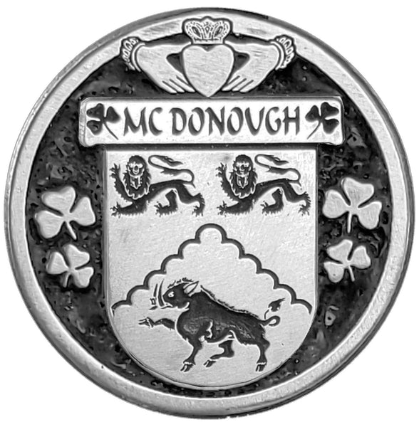 McDonough Irish Coat of Arms Disk Cuff Bracelet - Sterling Silver