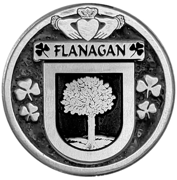 Flanagan Irish Coat of Arms Disk Cuff Bracelet - Sterling Silver