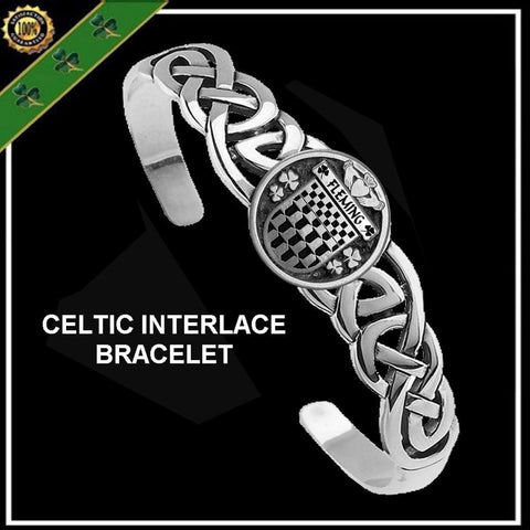 Fleming Irish Coat of Arms Disk Cuff Bracelet - Sterling Silver
