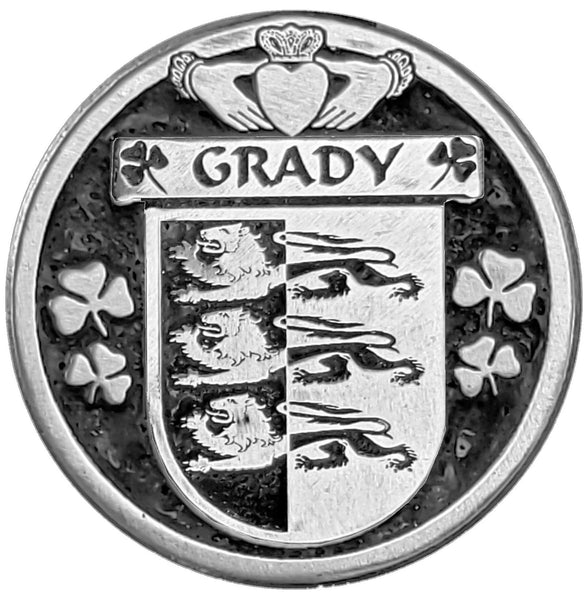 Grady Irish Coat of Arms Disk Cuff Bracelet - Sterling Silver