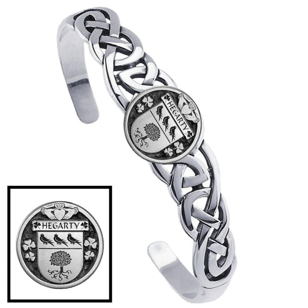 Hegarty Irish Coat of Arms Disk Cuff Bracelet - Sterling Silver