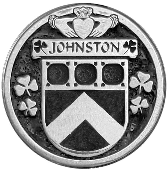Johnston Irish Coat of Arms Disk Cuff Bracelet - Sterling Silver
