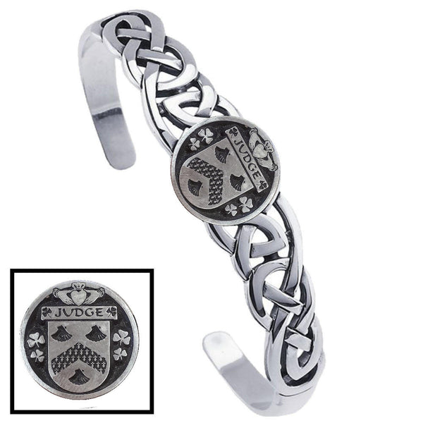 Judge Irish Coat of Arms Disk Cuff Bracelet - Sterling Silver