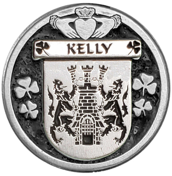 Kelly Irish Coat of Arms Disk Cuff Bracelet - Sterling Silver