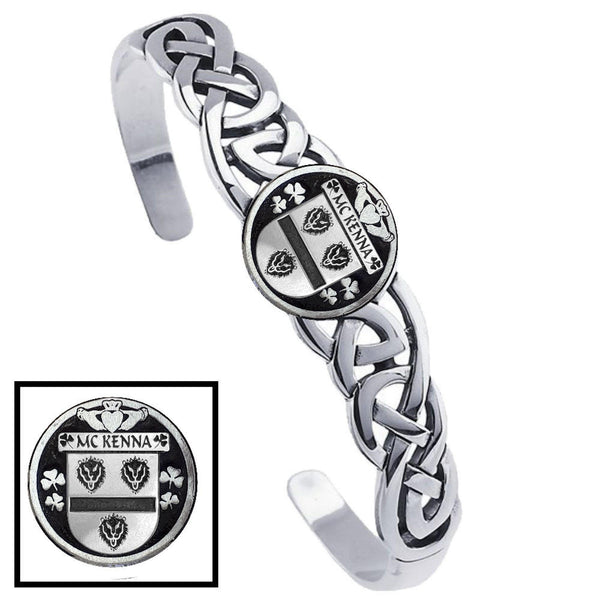 McKenna Irish Coat of Arms Disk Cuff Bracelet - Sterling Silver