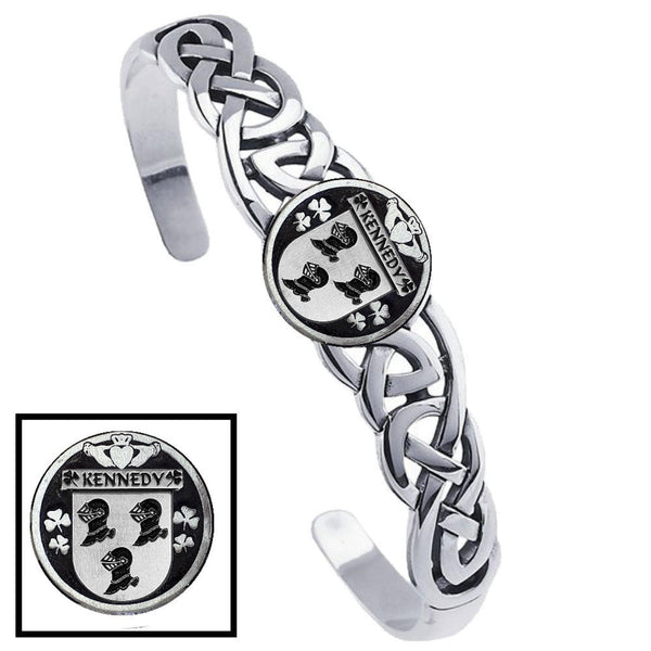 Kennedy Irish Coat of Arms Disk Cuff Bracelet - Sterling Silver