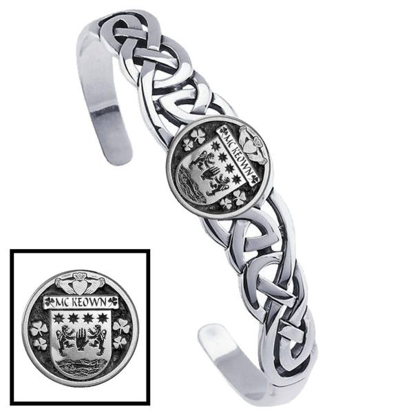 McKeown Irish Coat of Arms Disk Cuff Bracelet - Sterling Silver