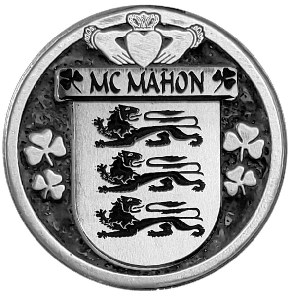 McMahon Irish Coat of Arms Disk Cuff Bracelet - Sterling Silver