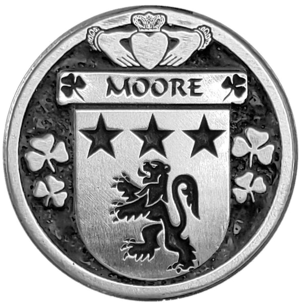 Moore Irish Coat of Arms Disk Cuff Bracelet - Sterling Silver