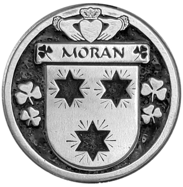 Moran Irish Coat of Arms Disk Cuff Bracelet - Sterling Silver