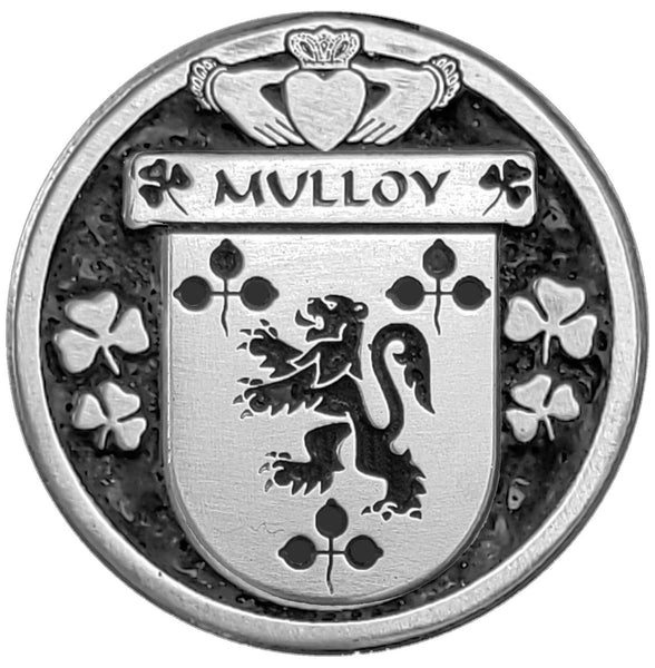 Mulloy Irish Coat of Arms Disk Cuff Bracelet - Sterling Silver