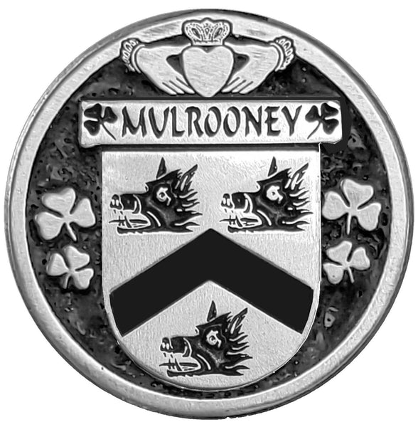 Mulrooney Irish Coat of Arms Disk Cuff Bracelet - Sterling Silver