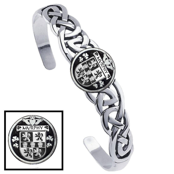 Murphy Irish Coat of Arms Disk Cuff Bracelet - Sterling Silver