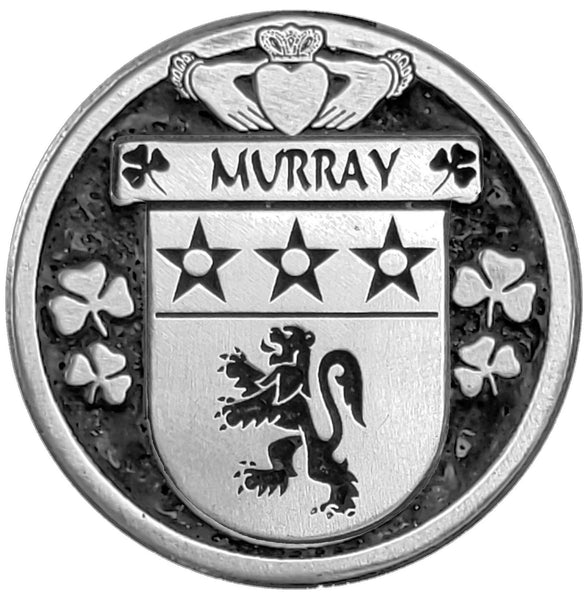 Murray Irish Coat of Arms Disk Cuff Bracelet - Sterling Silver