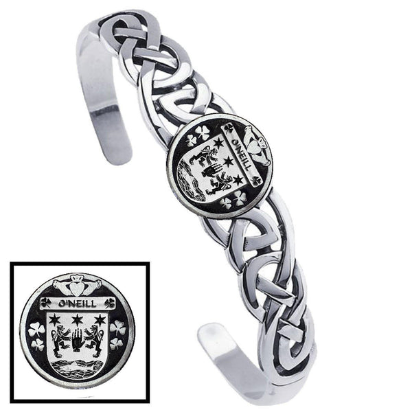 O'Neill Irish Coat of Arms Disk Cuff Bracelet - Sterling Silver