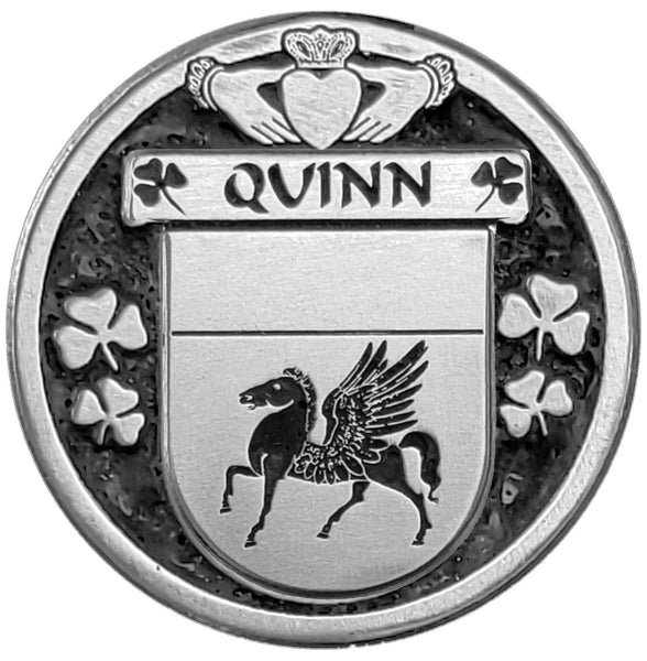 Quinn Irish Coat of Arms Disk Cuff Bracelet - Sterling Silver