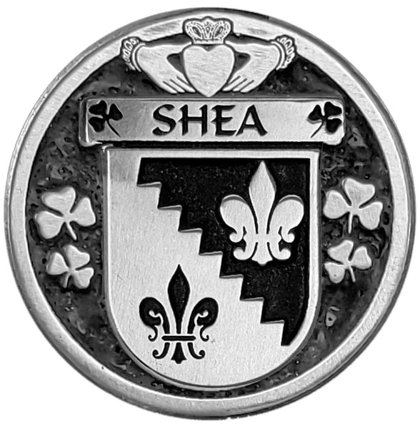 Shea Irish Coat of Arms Disk Cuff Bracelet - Sterling Silver