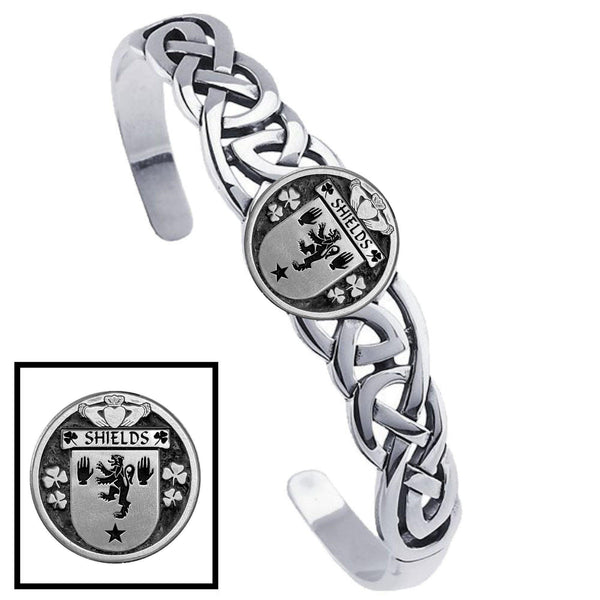 Shields Irish Coat of Arms Disk Cuff Bracelet - Sterling Silver