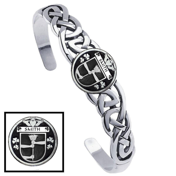 Smith Irish Coat of Arms Disk Cuff Bracelet - Sterling Silver