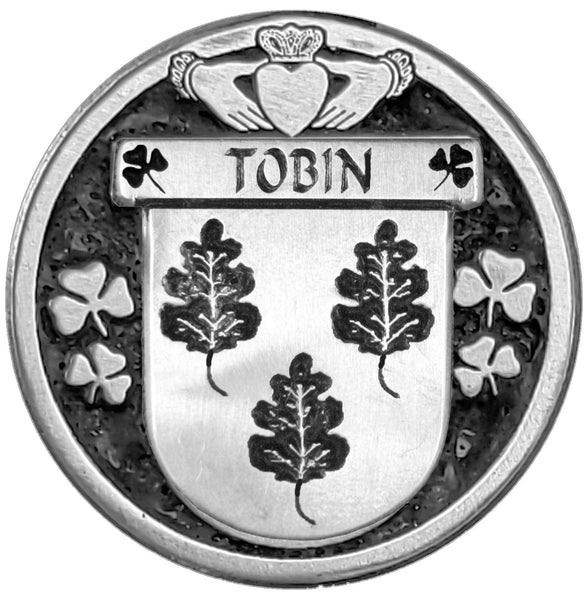 Tobin Irish Coat of Arms Disk Cuff Bracelet - Sterling Silver