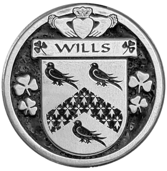 Wills Irish Coat of Arms Disk Cuff Bracelet - Sterling Silver