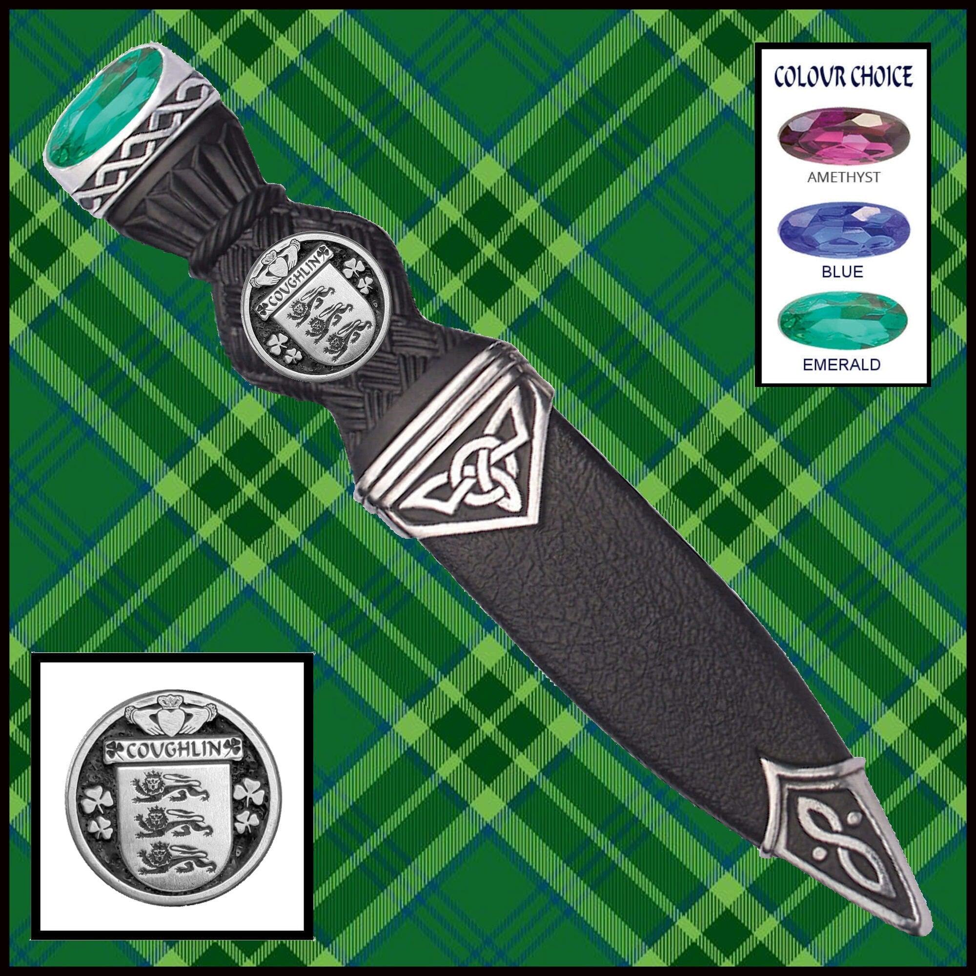 Coughlin Interlace Irish Disk Coat of Arms Sgian Dubh, Irish Knife ~ ISDCO