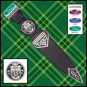 Kelly Interlace Irish Disk Coat of Arms Sgian Dubh, Irish Knife ~ ISDCO